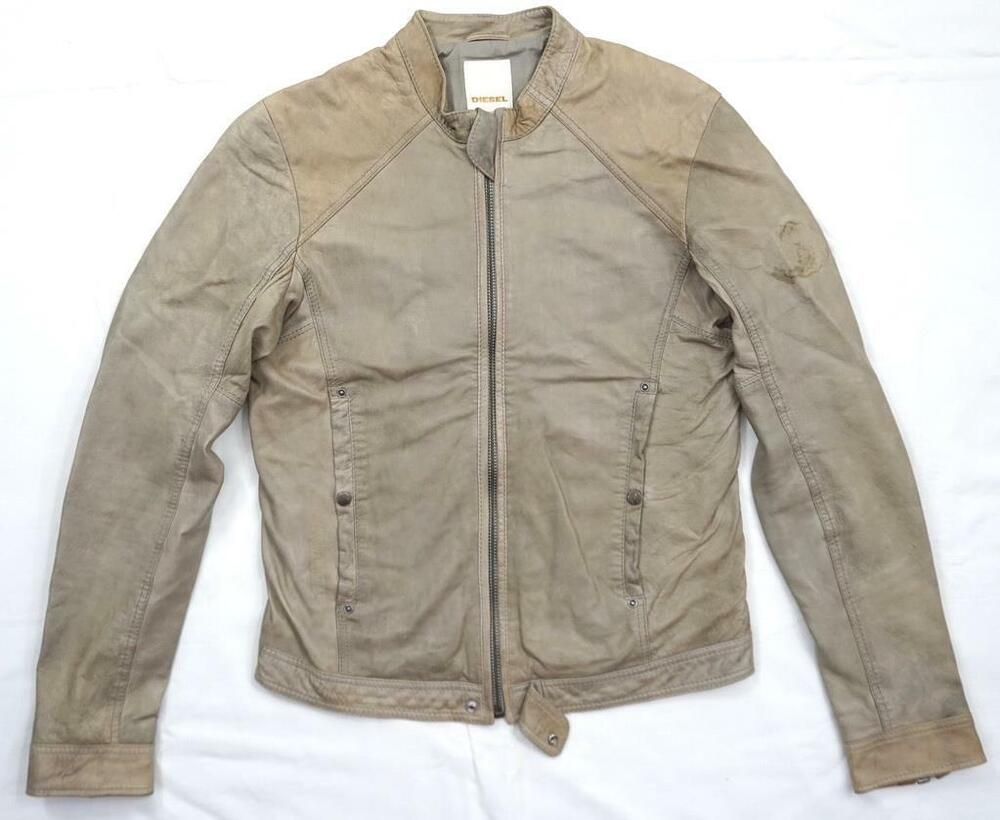 UNBRANDED USED WOMAN L SEVERELY DISTRESSED TAUPE SOFT LEATHER JACKET